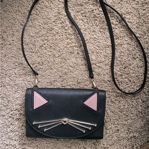 New Kate Spade black cat jazz it up Winnie crossbody wallet purse